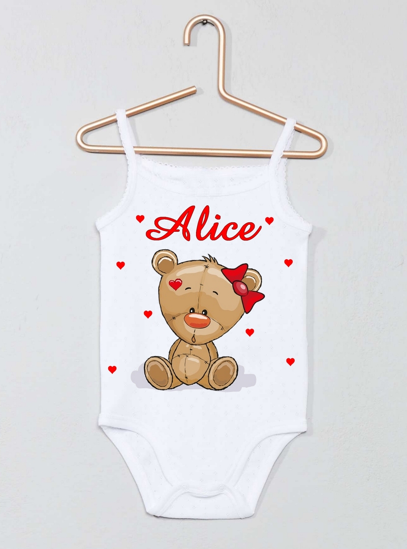 Body Bebe Debardeur Nounours Fille Personnalise Avec Prenom Bebe Body Debardeur Mimi Cadeau