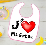 bavoir bébé j aime ma soeur