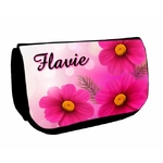 Trousse maquillage Fleurs personnalisée avec prénom