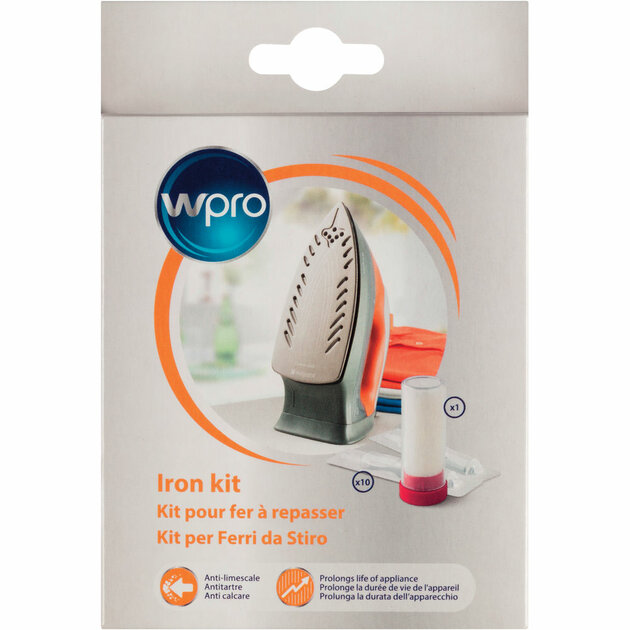 WPRO Kit Pour Fer à Repasser IRO011 - 10 Dosettes Anticalcaire + Bâtonnet Détachant