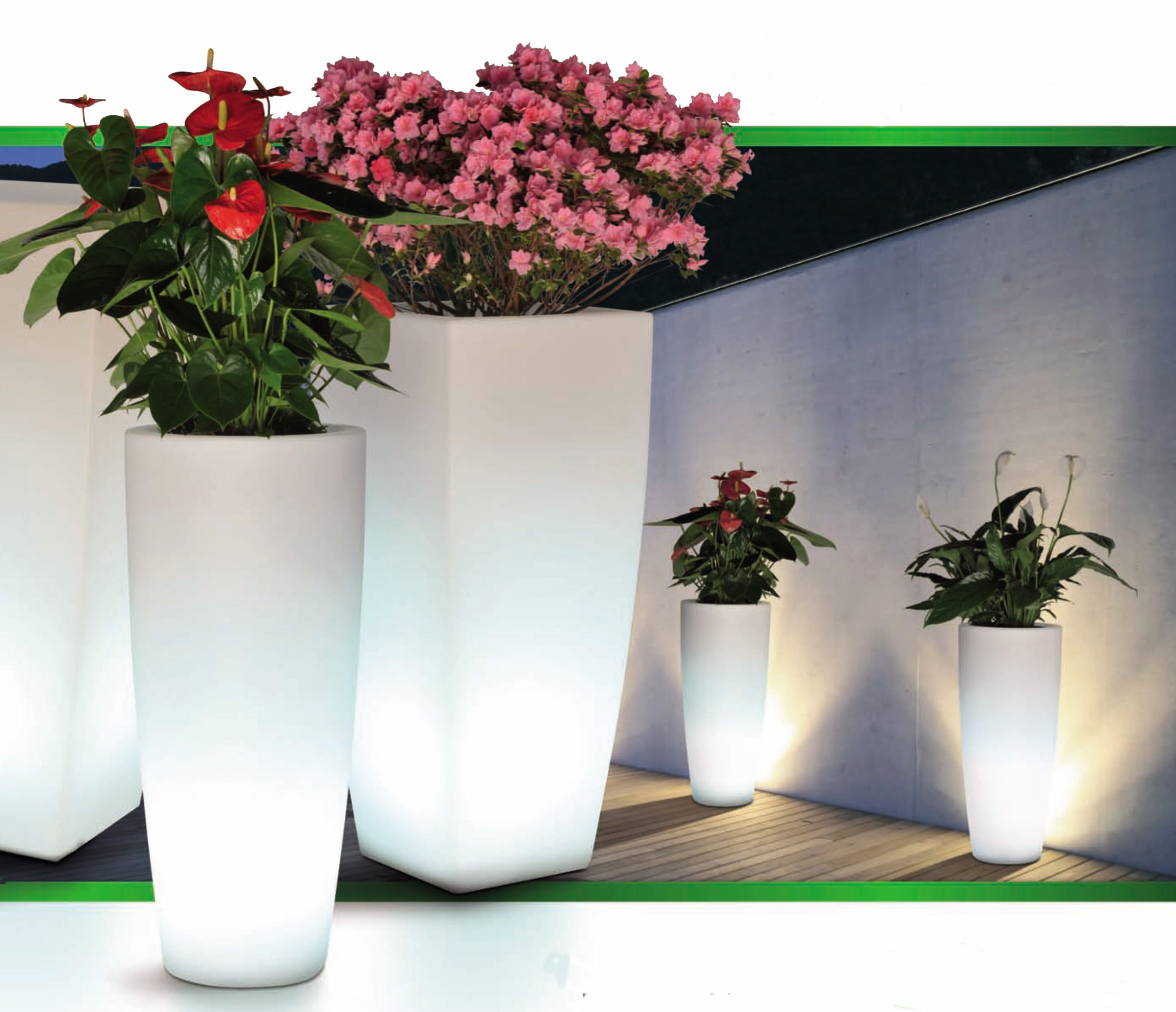 Pot de fleur lumineux rond ou carré - Poterie/Pot de fleurs lumineux -  Boutique décoration et aménagement jardin - poterie jardin - Univers Jardin
