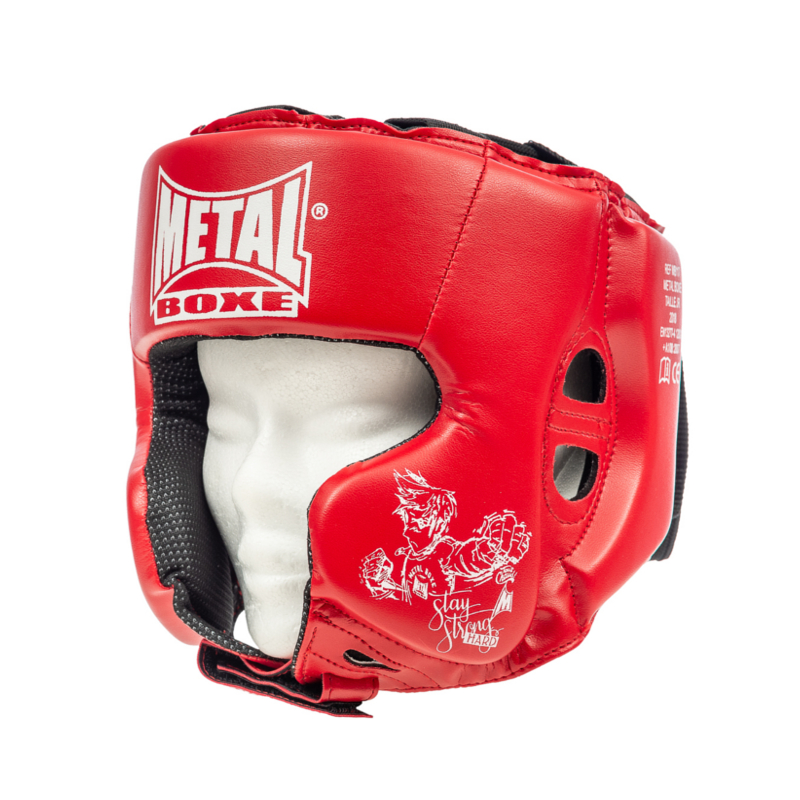 casque-metal-boxe-enfant-rouge