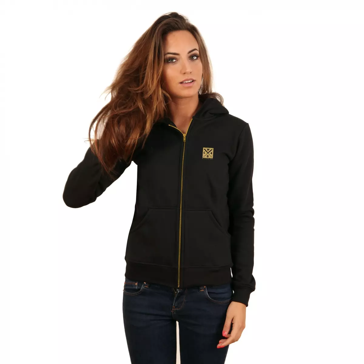 hoodie-femme-wicked-one-noir-gold