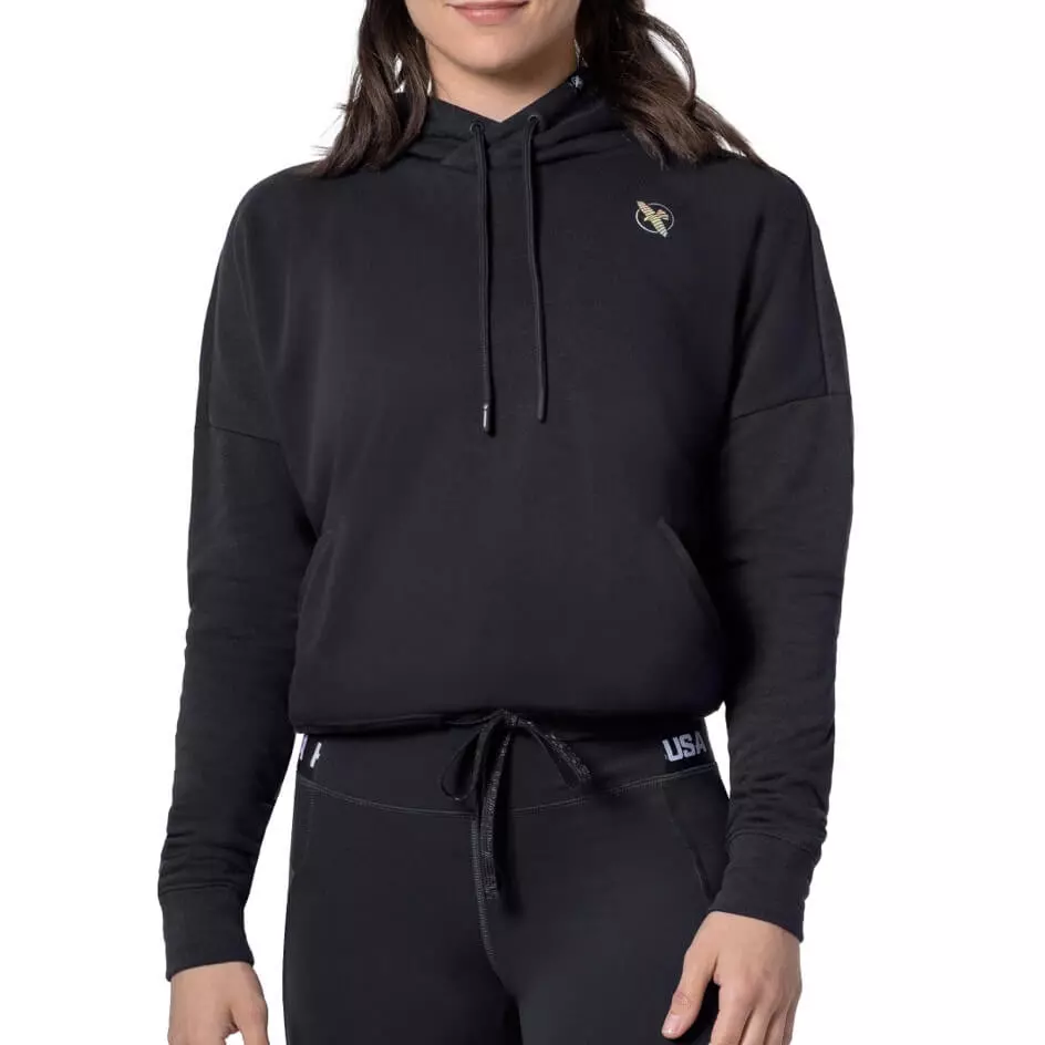 Pull à Capuche Femme USA Pro – Noir, Coton, Taille 8 (M), En Très Bon état
