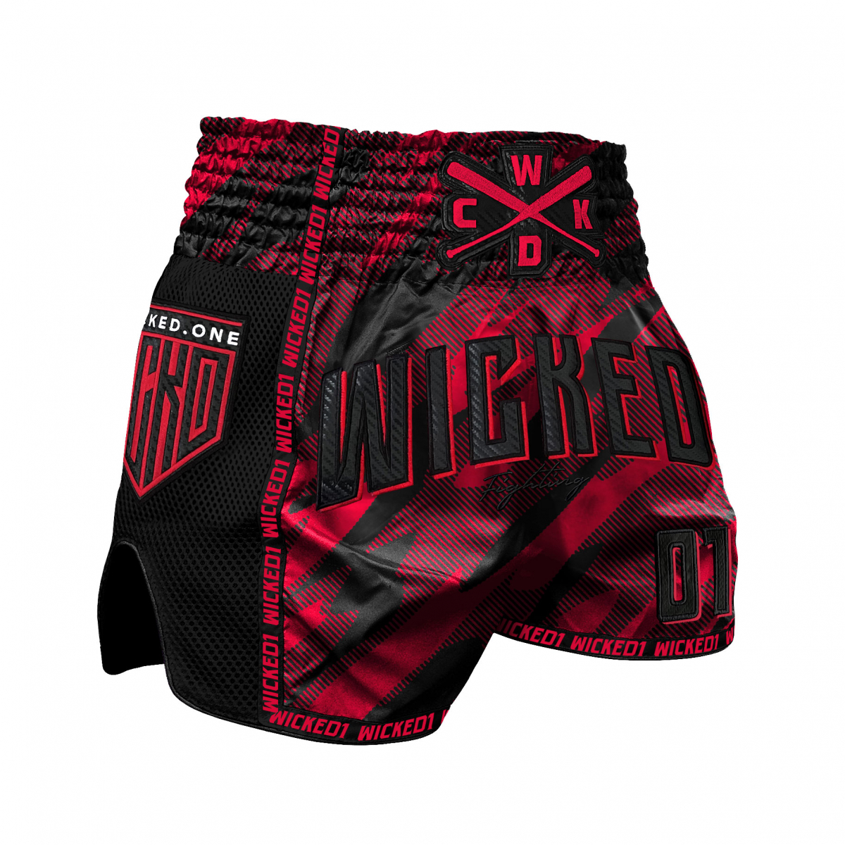 Short de boxe Thaï Wicked One offensive Rouge