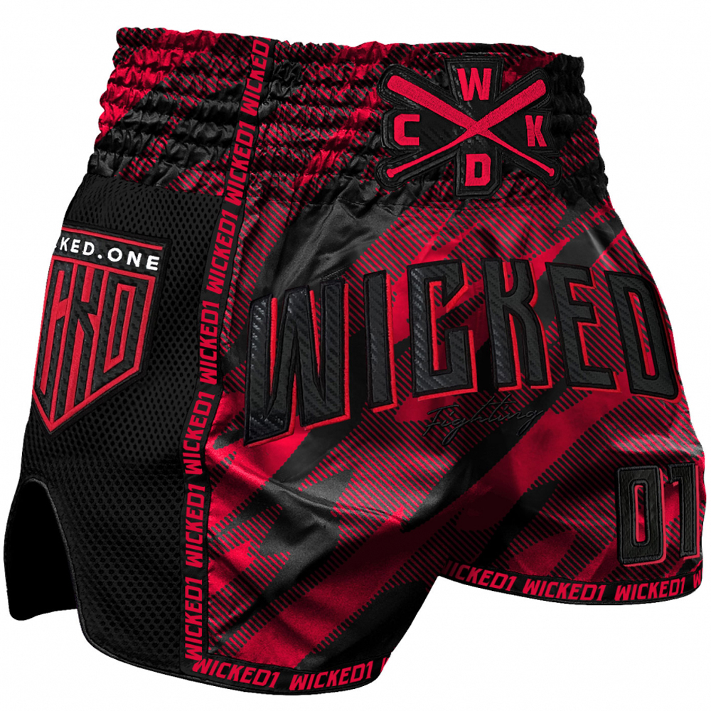 Short de boxe Thaï Wicked One offensive Rouge