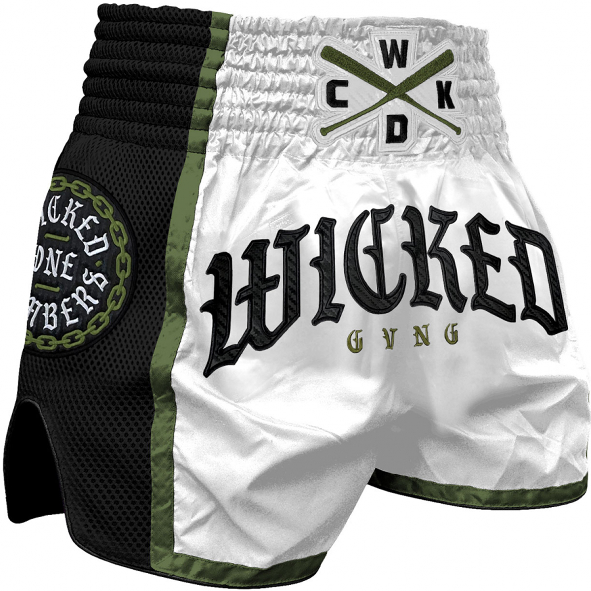 short-de-boxe-thai-wicked-one-brotherhood-blanc