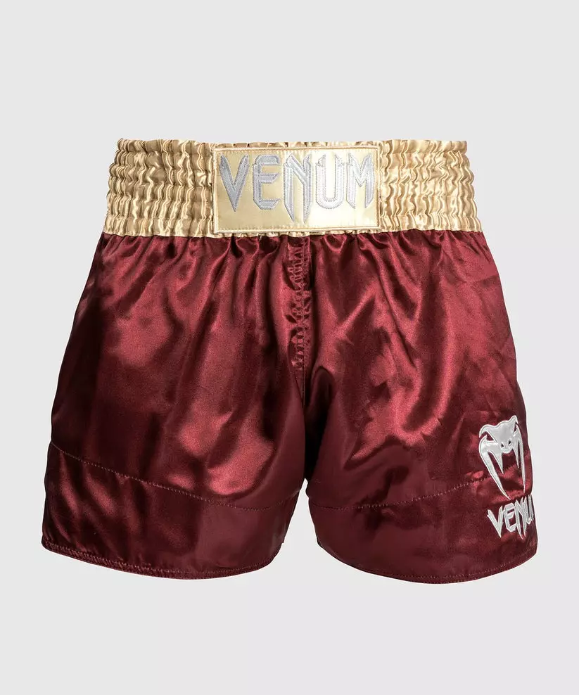 short-de-boxe-thai-venum-bordeau-or