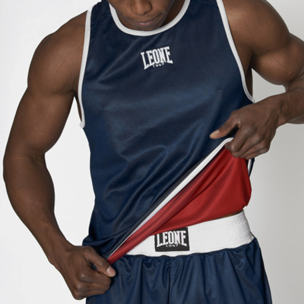 Débardeur Boxe Anglaise Leone réversible rouge-bleu