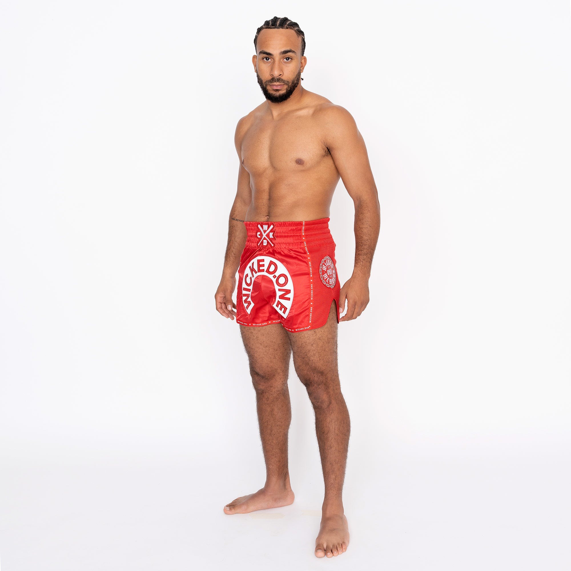 Short D'entraînement Wicked One – Muay Thai / K1 – Rouge Et Noir – Neuf