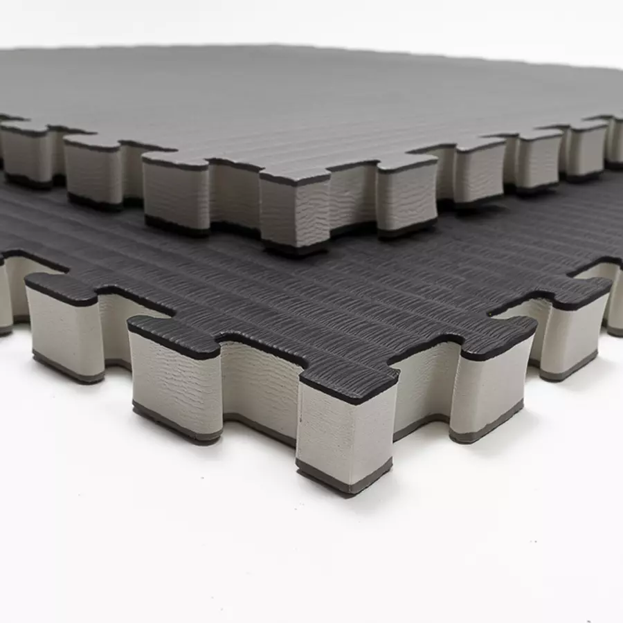 Tatamis puzzle 4 cm Noir et Gris finition paille de riz
