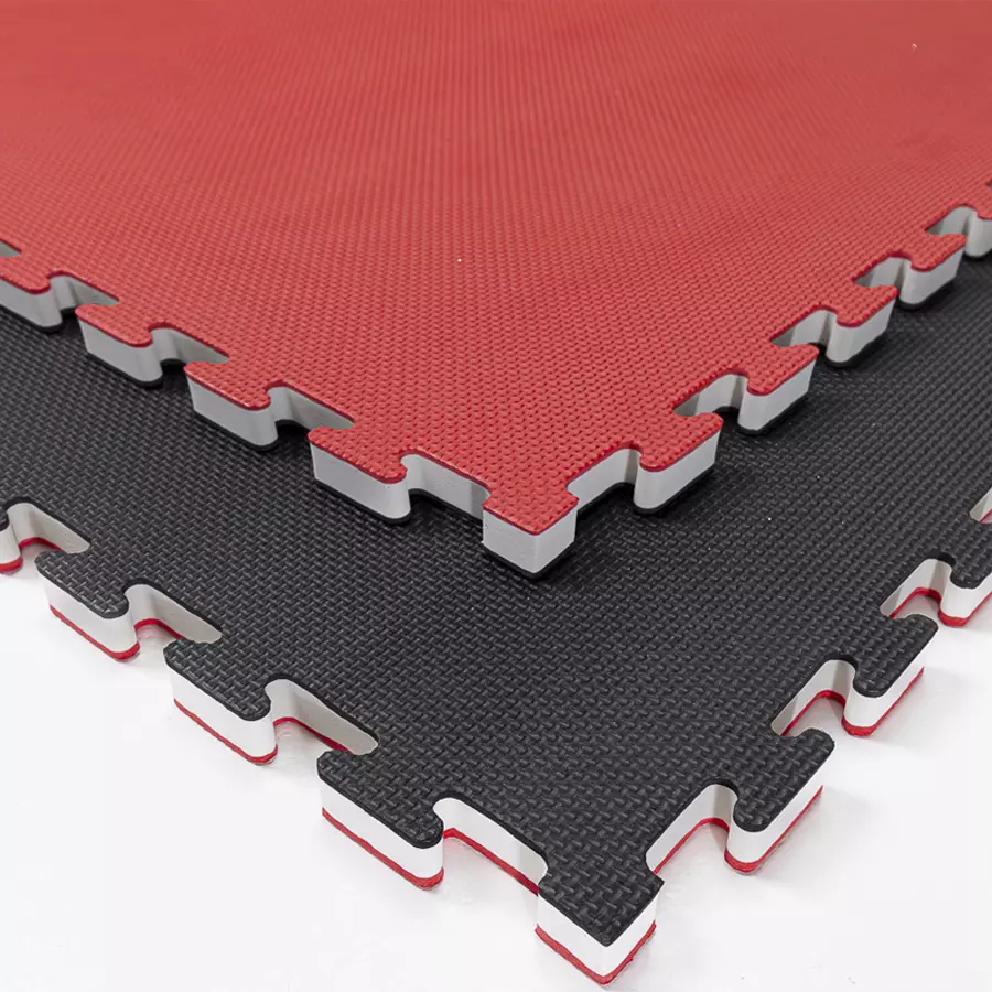 Tatamis puzzle 2.5 cm Rouge - Noir finition T
