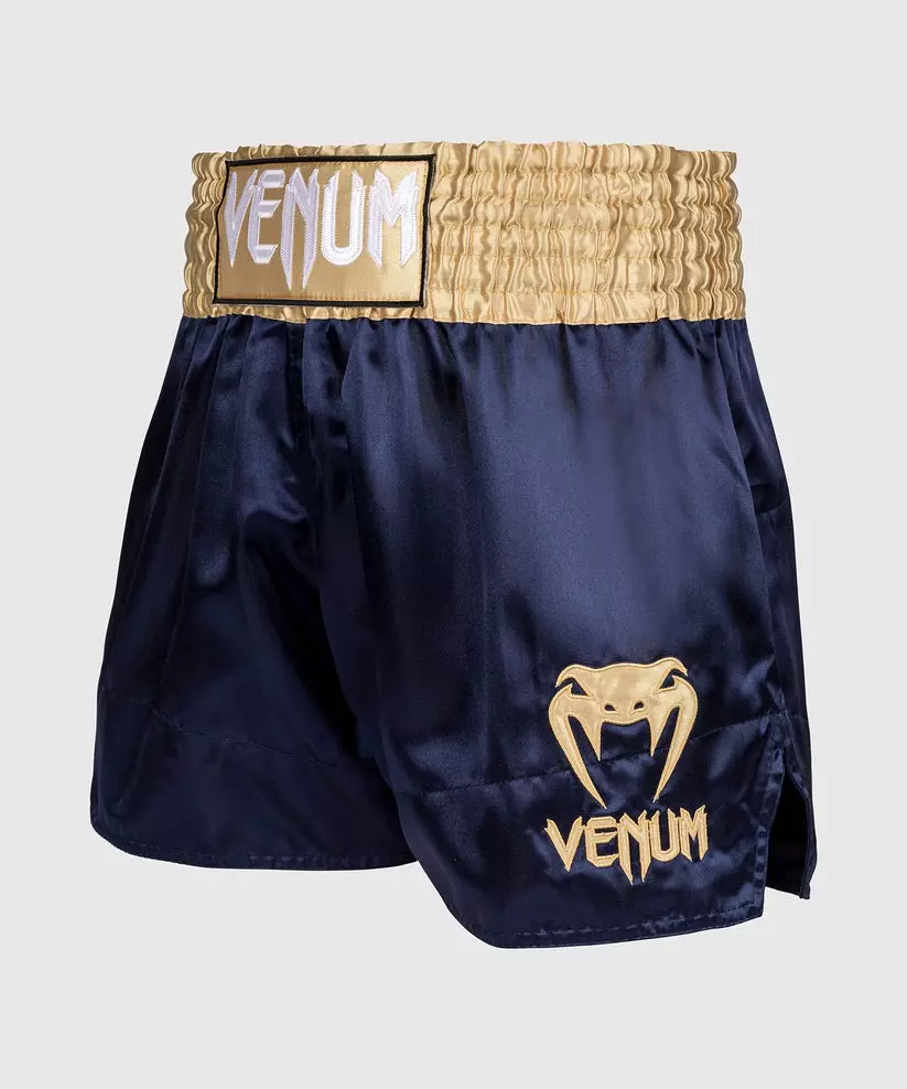 short-de-boxe-thai-venum-classic-bleu-marine-or