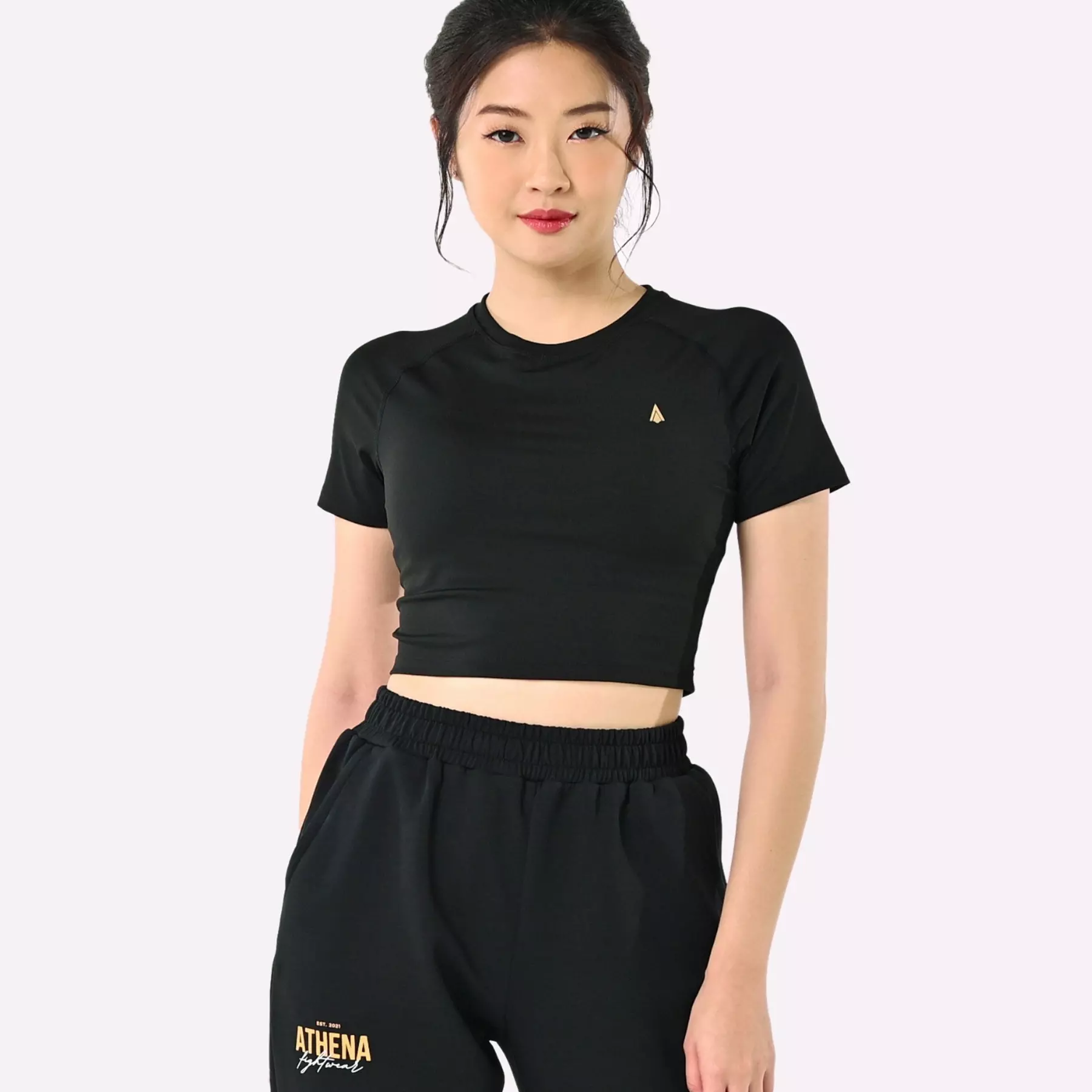 croc-top-noir-athena-fightwear-manches-courtes