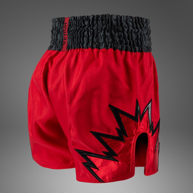 short-de-boxe-thai-venum-inferno-rouge-gris-charbon-noir