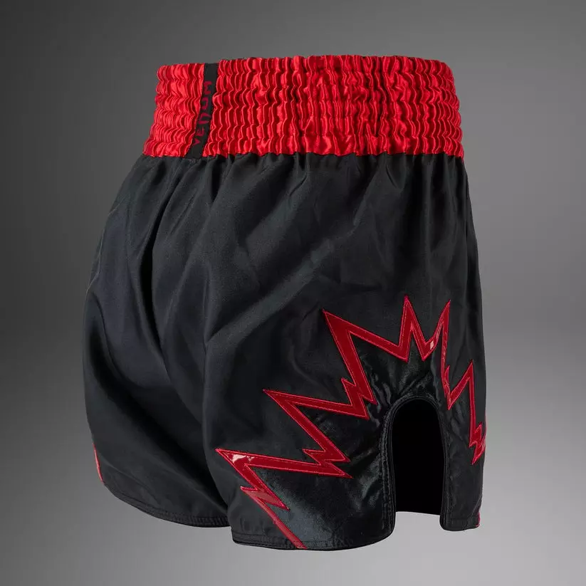 short-de-boxe-thai-venum-inferno-gris-charbon-rouge