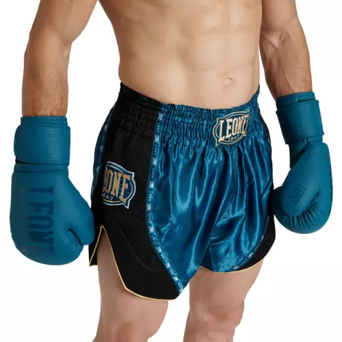 short-de-boxe-thai-kick-classic-leone-bleu-noir