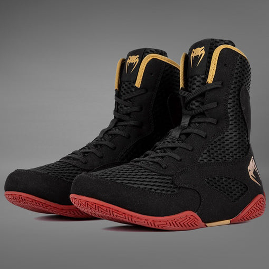 chaussure-boxe-venum-contender-noir-or-rouge