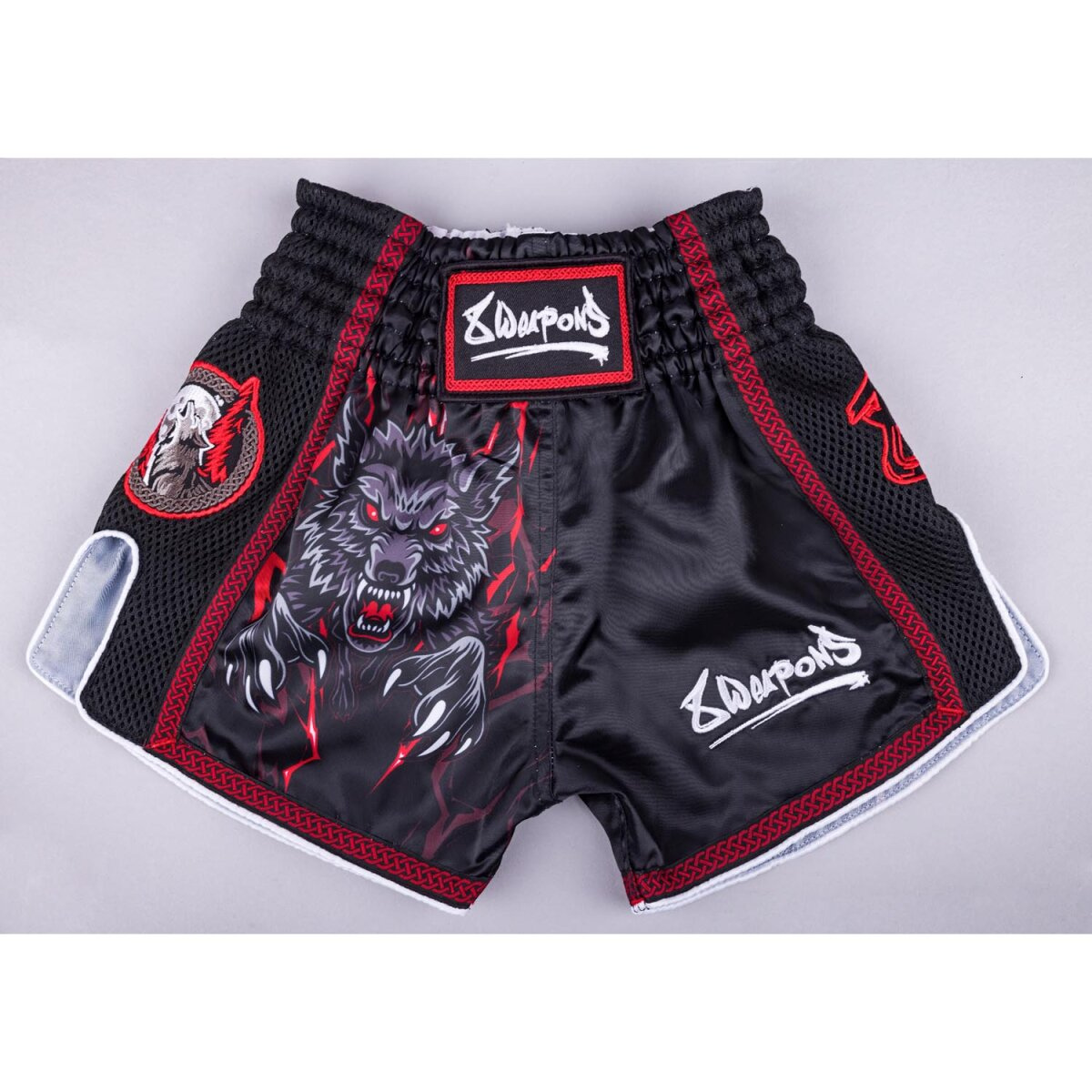 short-de-boxe-8-weapons-enfant-noir-rouge