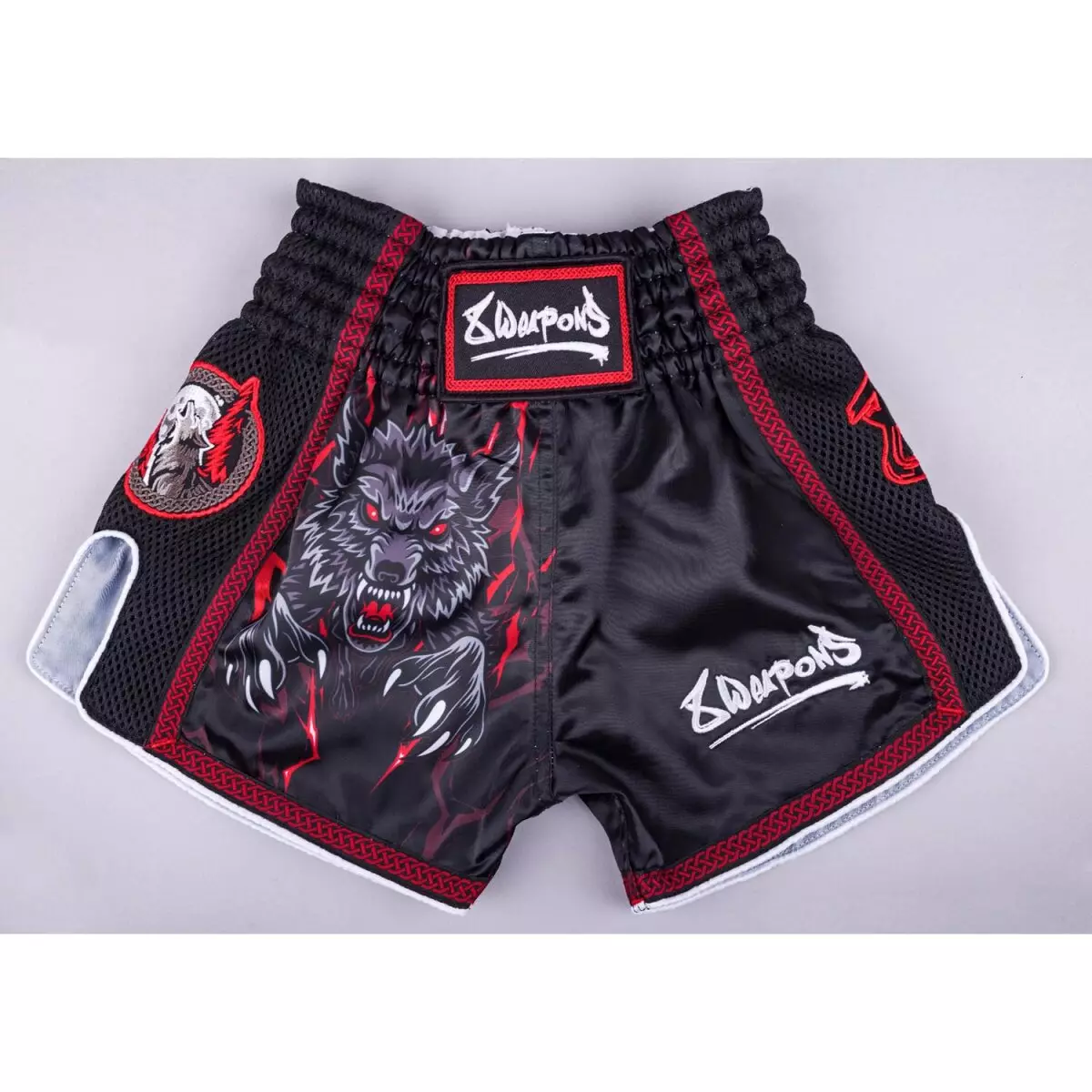 short-de-boxe-8-weapons-enfant-noir-rouge