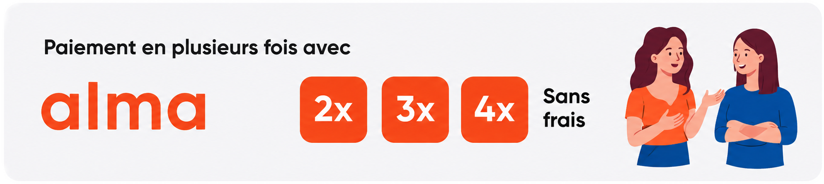 Paiement en plusieurs fois avec Alma — 2x, 3x, 4x sans frais