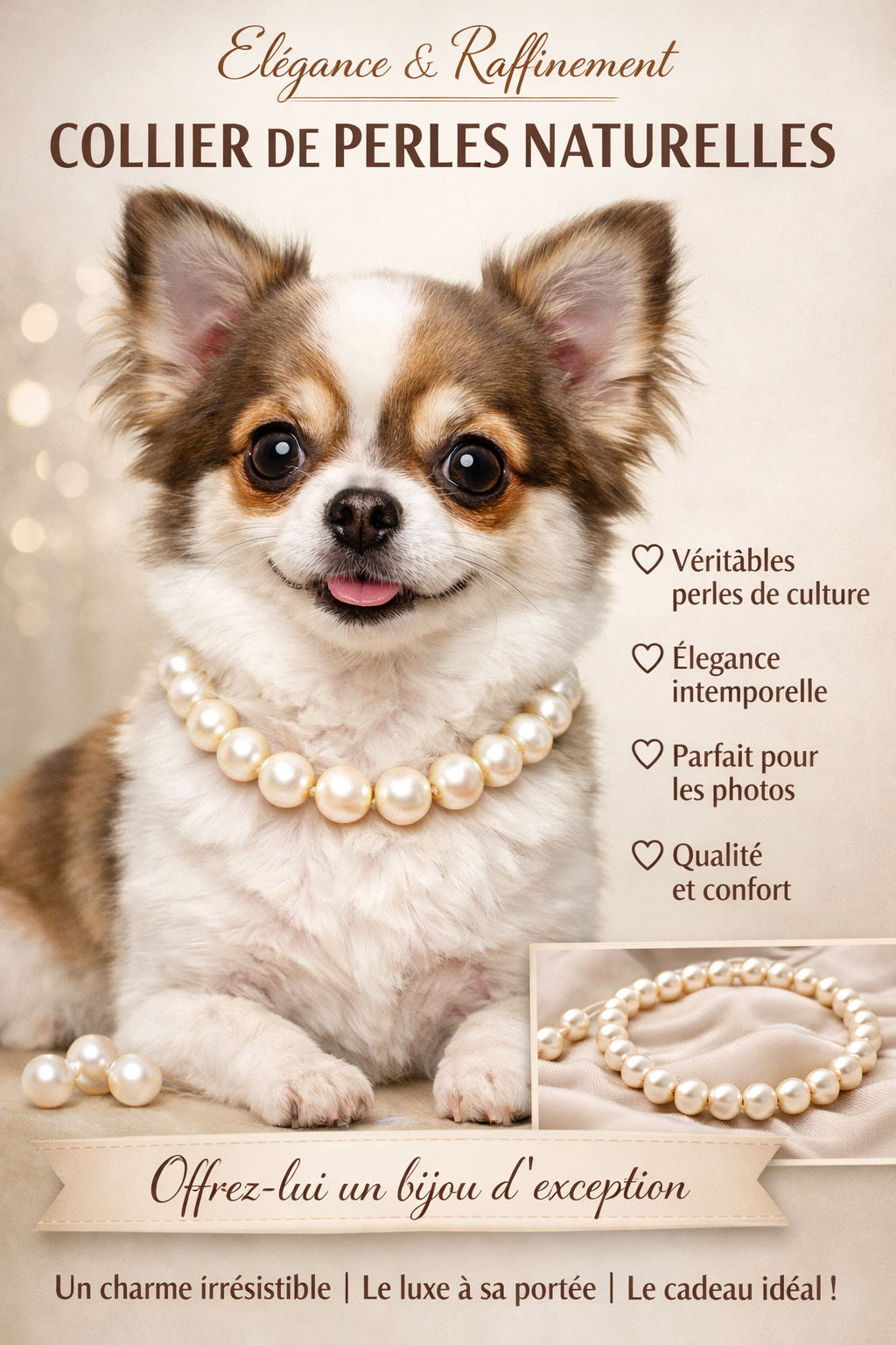 CHIEN  + PERLES