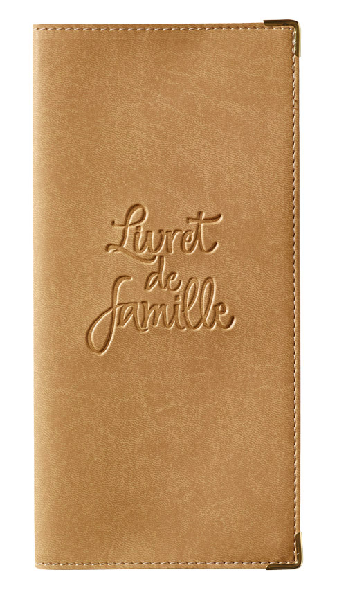 Protège livret de famille simili cuir lisse sable