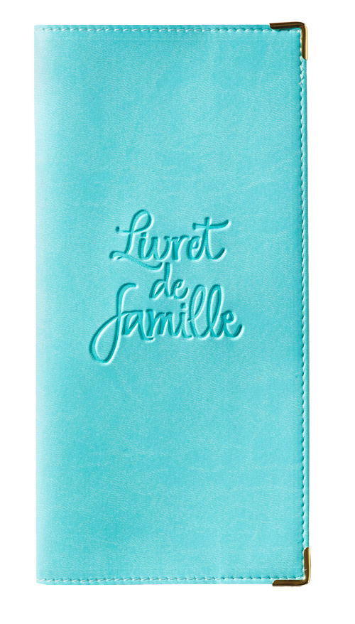 Protège livret de famille simili cuir lisse lagon