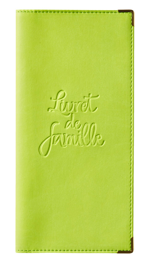 Protège livret de famille simili cuir lisse pistache