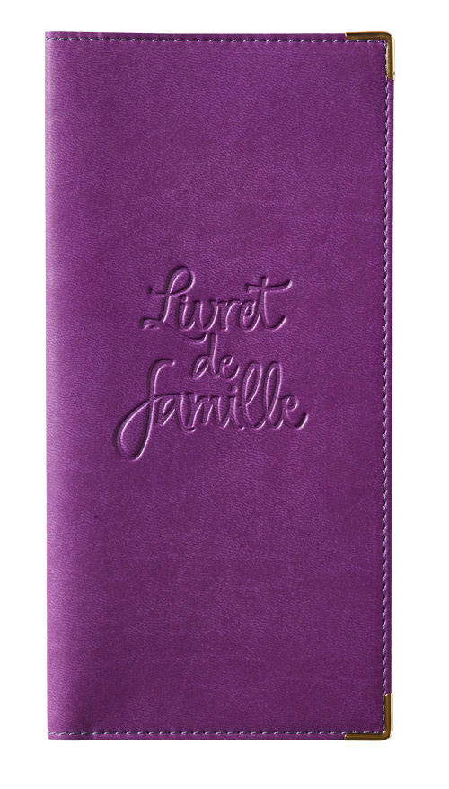 Protège livret de famille simili cuir lisse lilas