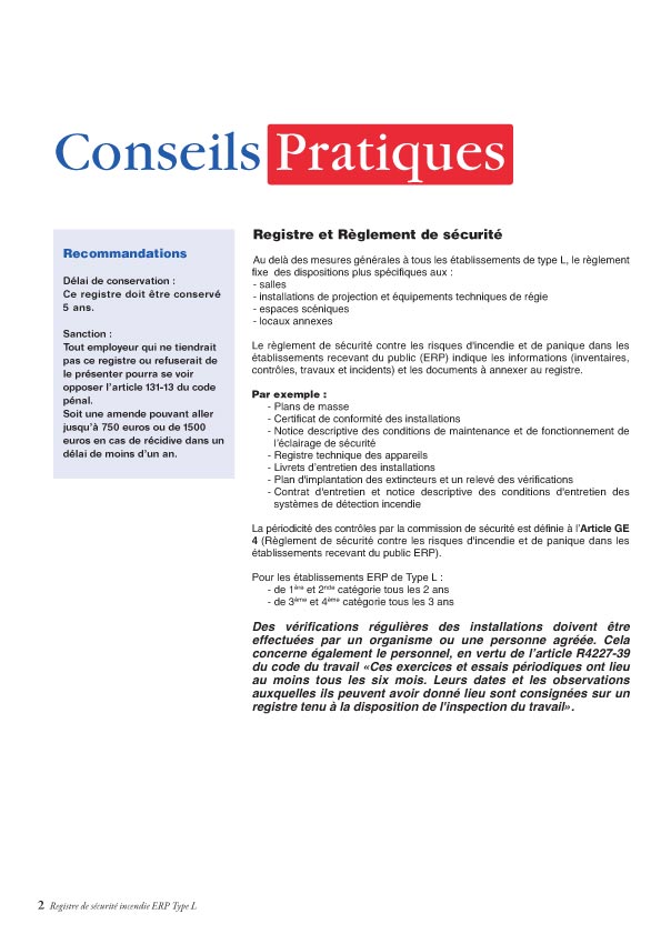 registre de sécurité incendie pour ERP mairie 3