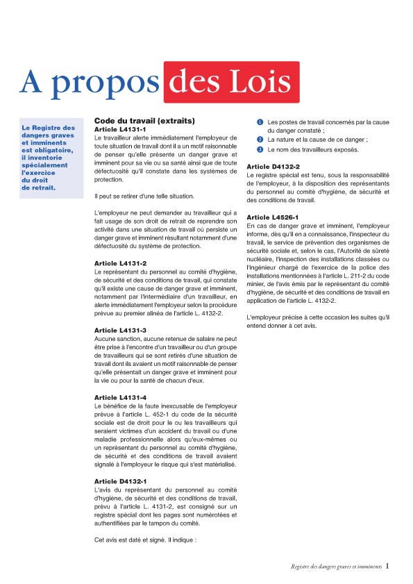 Registre des dangers graves et imminents mairie 2