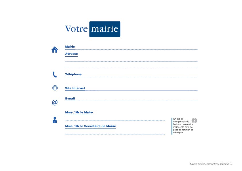 Registre des demandes du livret de famille mairie 2