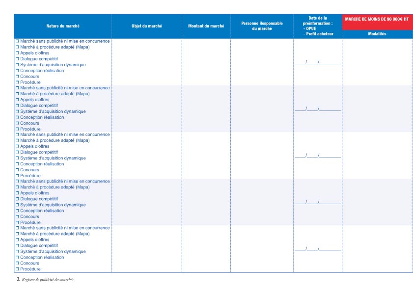 Registre de publicité des marchés collectivités