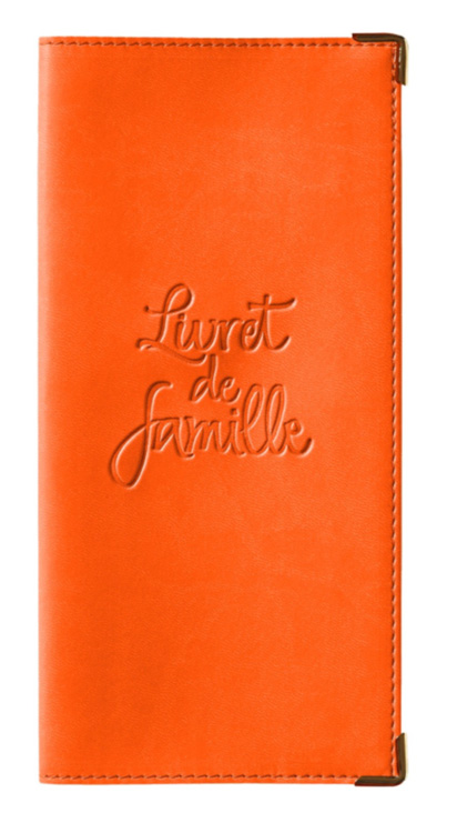 Protège livret de famille simili cuir lisse mandarine