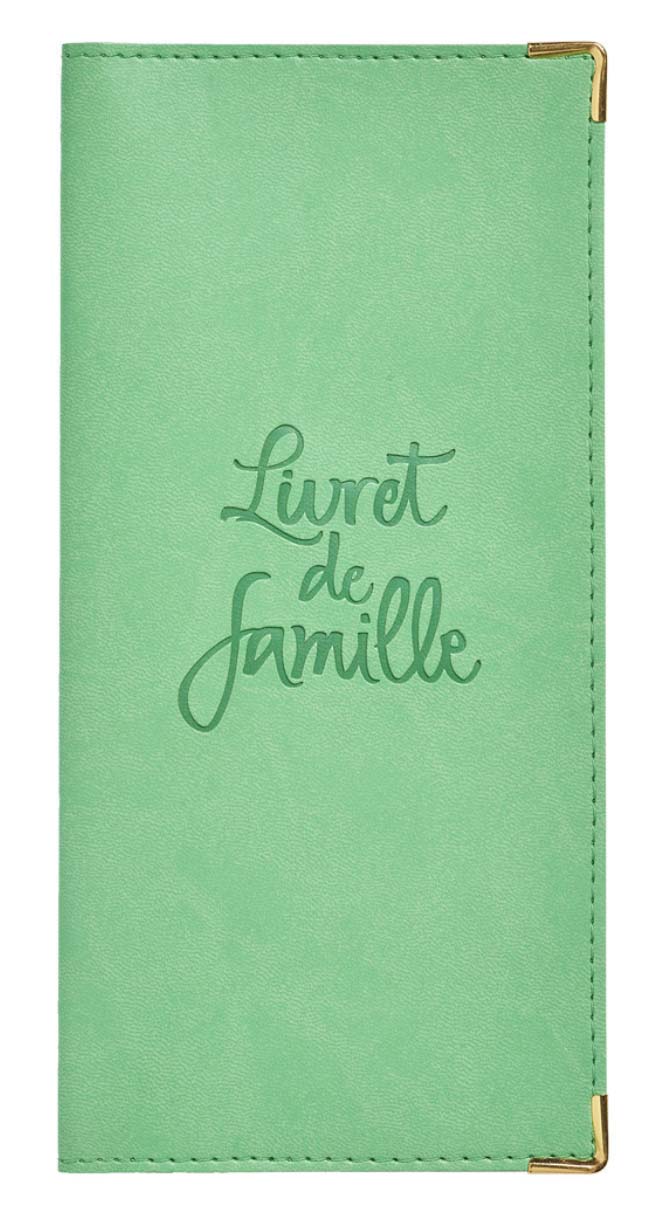 Protège livret de famille simili cuir lisse vert