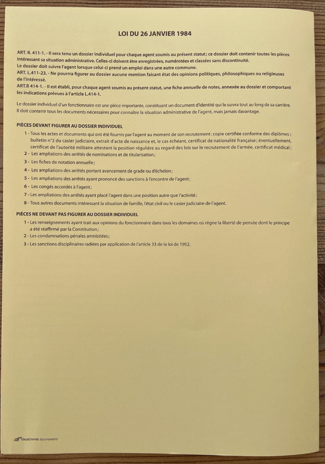 Dossier individuel du personnel pour mairie cartonné 4 de couv