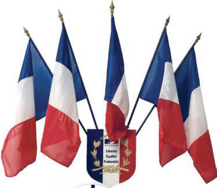Ecusson tricolore devise avec drapeau français