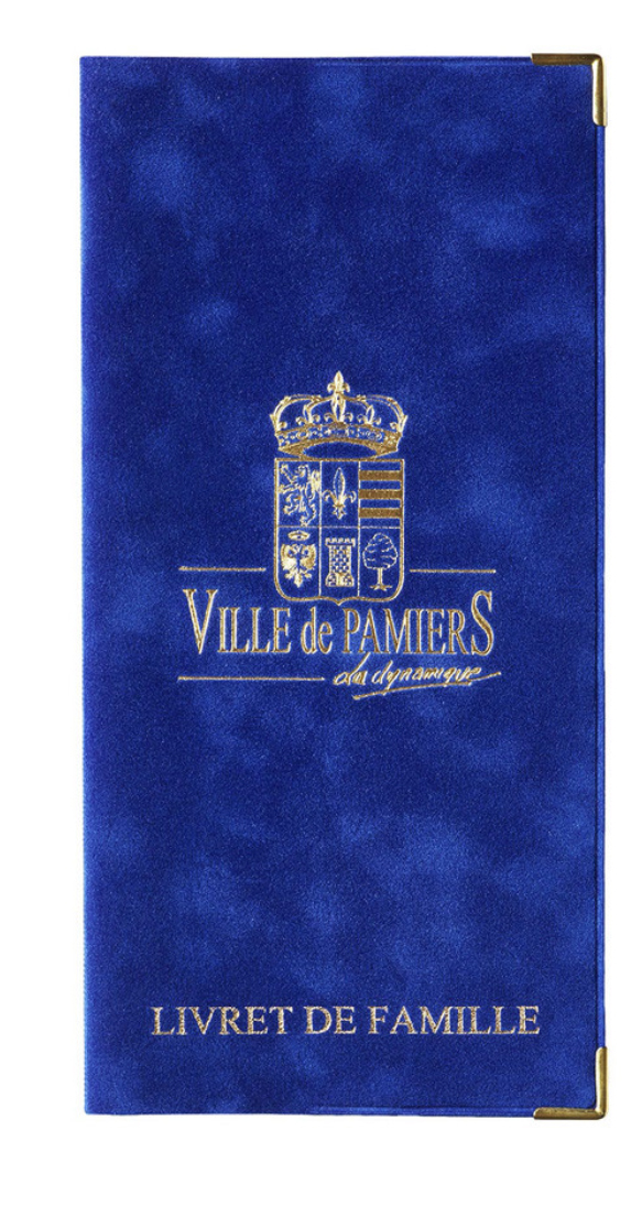 Etui de livret de famille VELOURS BLEU pour mairie