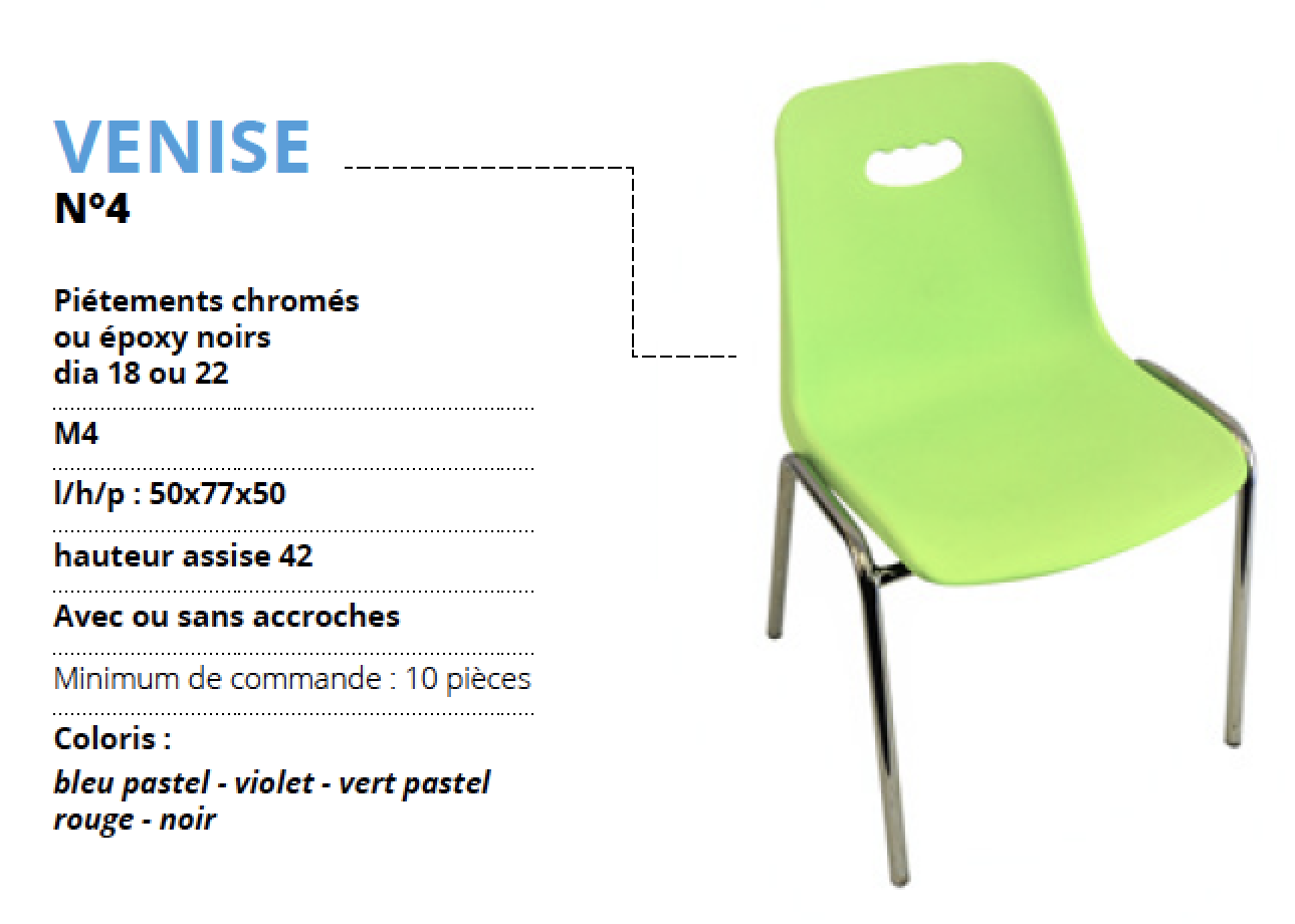 Chaise VENISE pour salle polyvalente