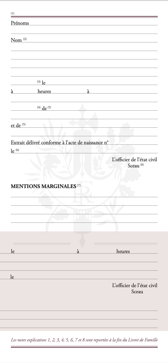 Livret de famille page époux droite
