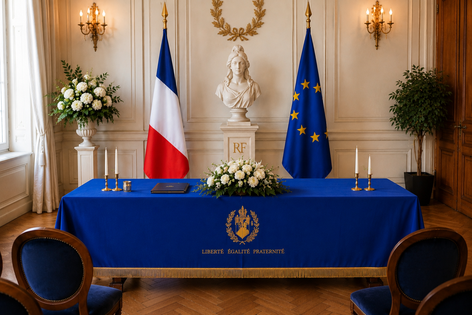 tapis pour mairie bleu