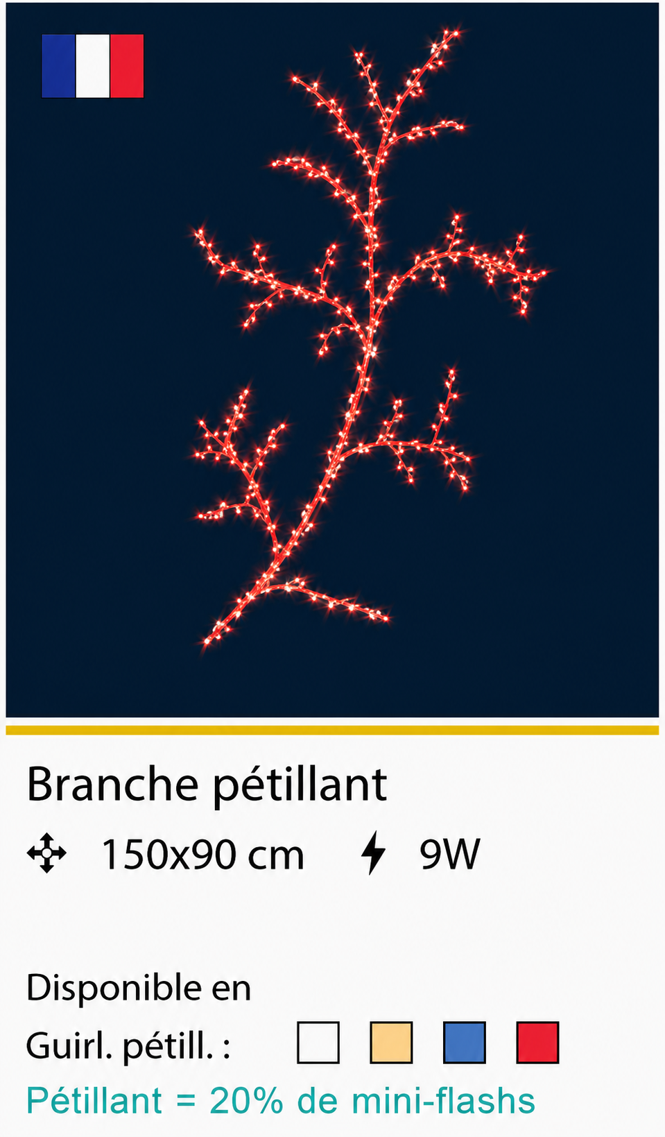Décor poteau lumineux BRANCHE pétillant