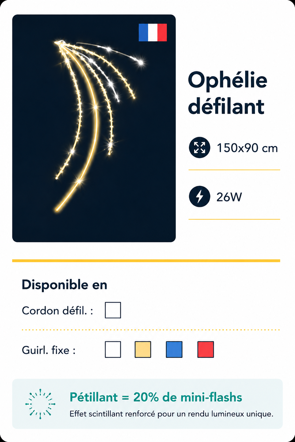 Décor poteau lumineux OPHELIE pétillant