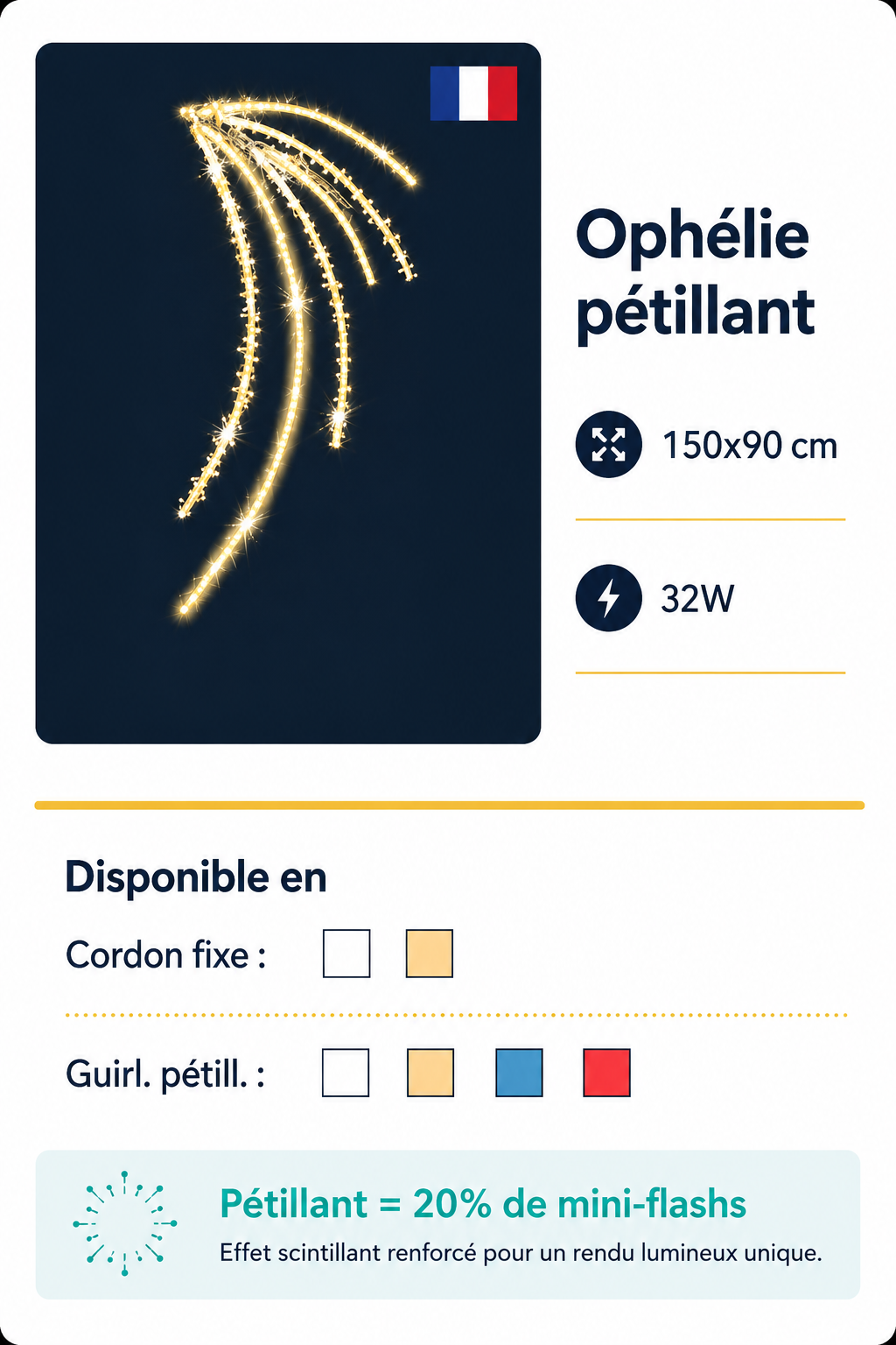 Décor poteau lumineux OPHELIE pétillant