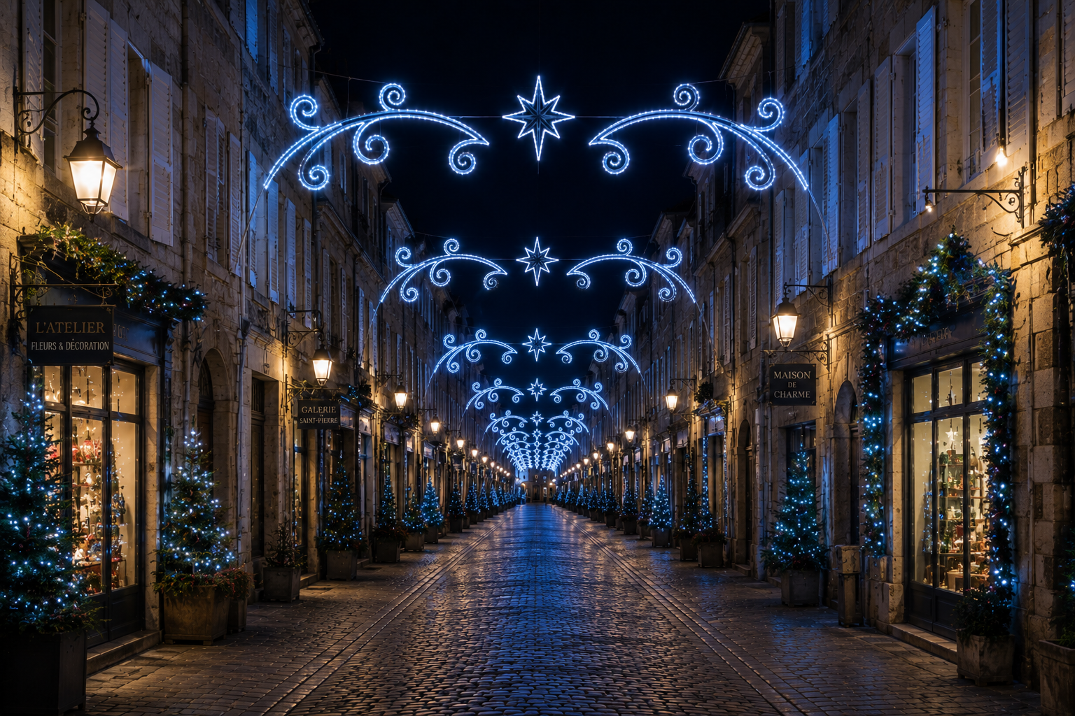 TRAVERSEE GABIN ET ETOILE TROIS RUE PIETONNE BLEU
