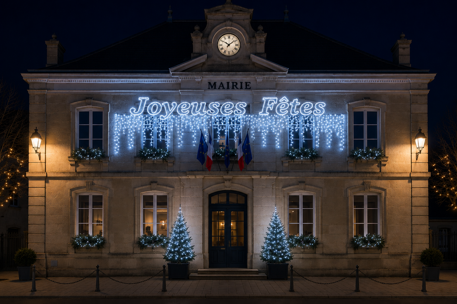 TRAVERSEE %22JOYEUSES FETES%22 RIDEAUX BLANC CHAUD