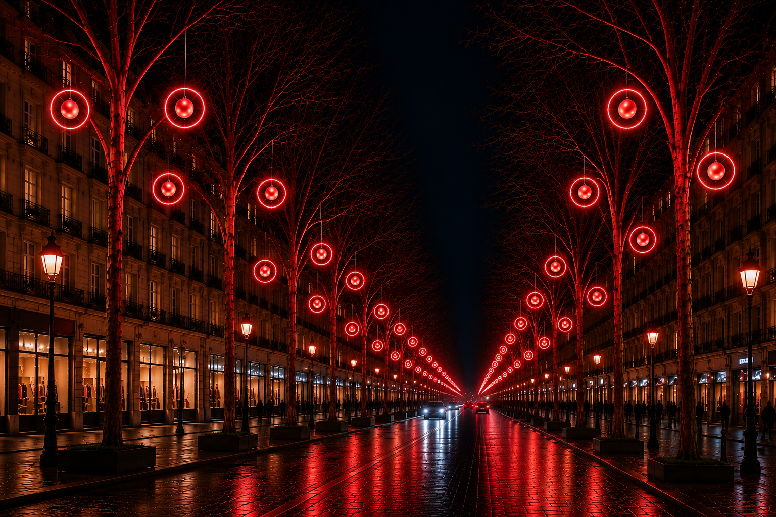 DECOR CERCLE FIXE +BOULE PAILLETE ROUGE