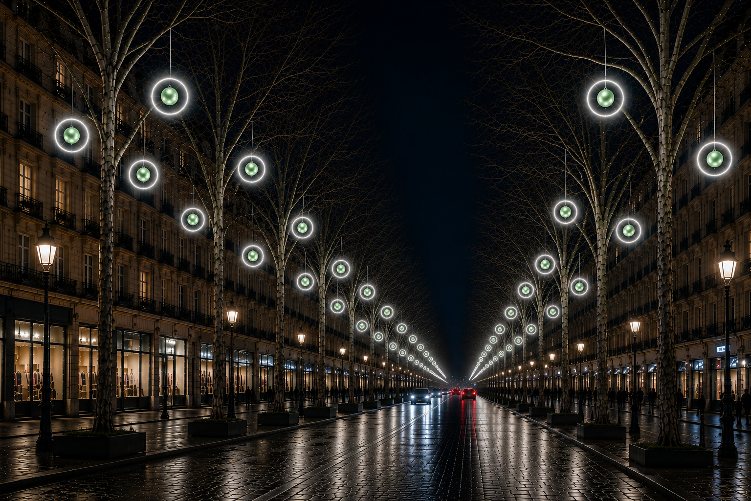 DECOR CERCLE FIXE +BOULE PAILLETE VERT
