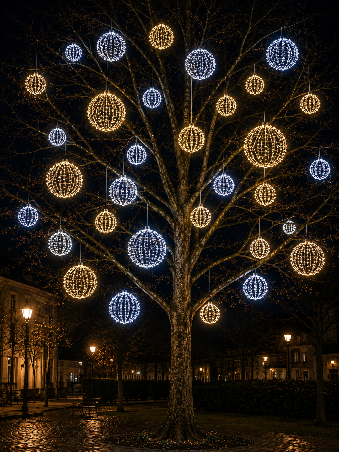 Suspension Lumineuse Sphère 3D pétillante mairie